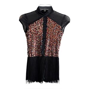 Weissman Dance Costume 13340 Size LC  Fringe Sequins Ice Skating Tap Flapper